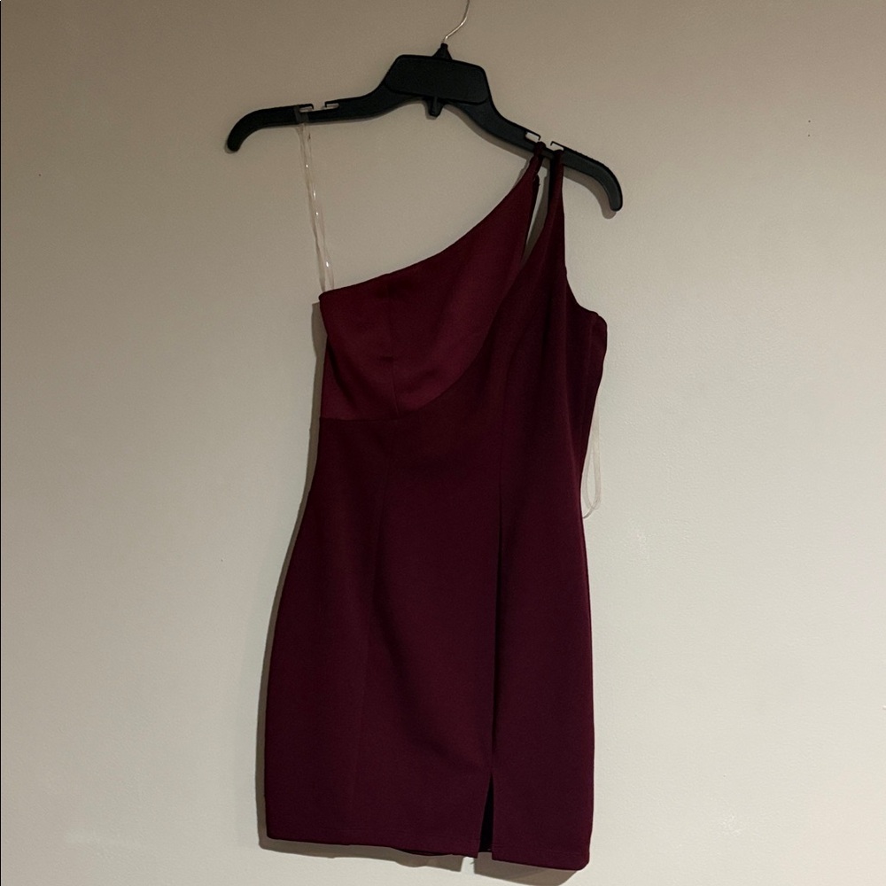Speechless One-Shoulder Wine Dress